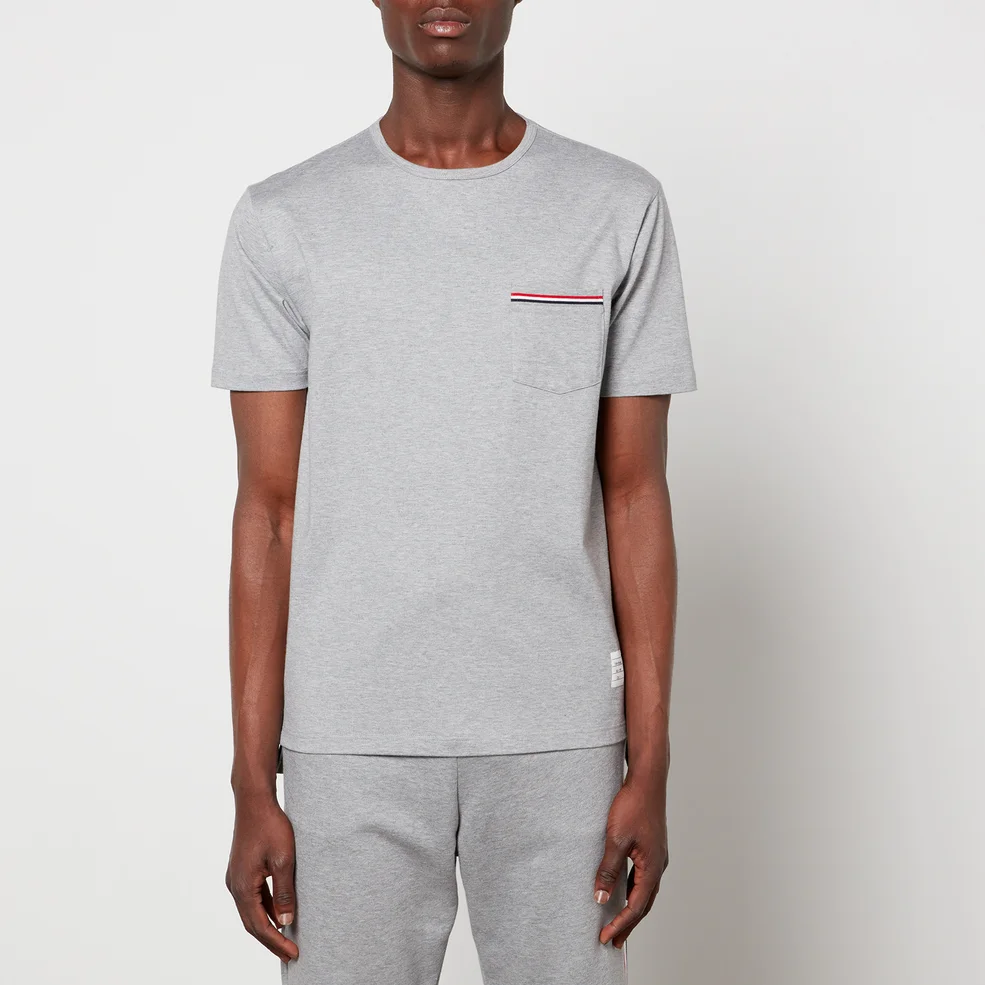 Thom Browne Men's Chest Pocket T-Shirt - Light Grey Image 1