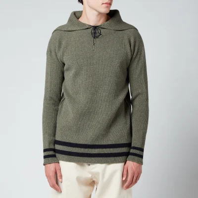 Maison Margiela Men's Relaxed Collar Pullover Hoodie - Military/Navy
