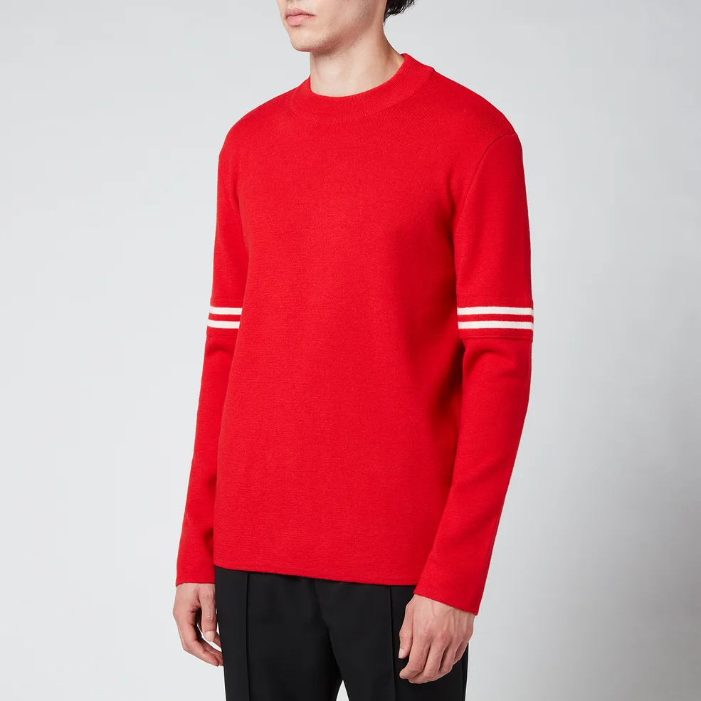 Maison Margiela Men's Crew Neck Knitted Sweatshirt - Red/White Image 1