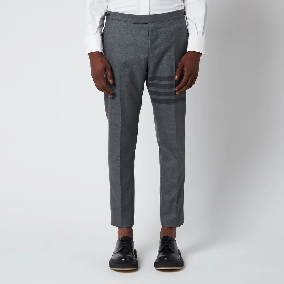 Thom Browne Men's Low Rise Skinny Side Tab Trousers - Medium Grey Image 1