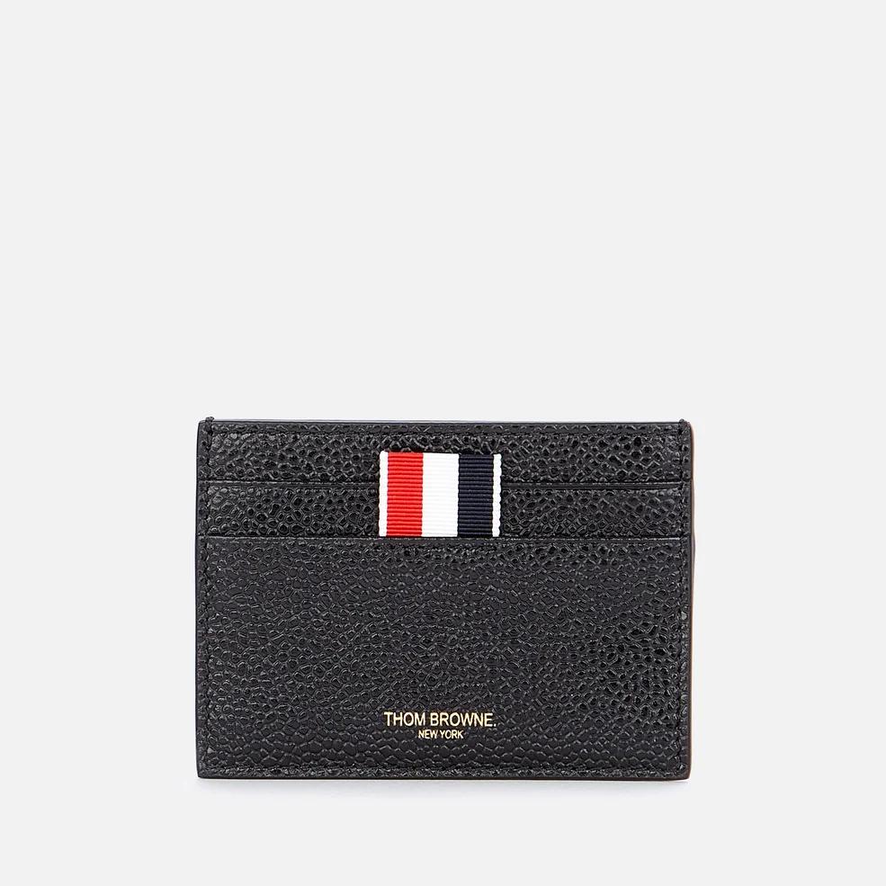 Thom Browne Men's Double Sided Card Holder In Pebble Grain - Black Image 1