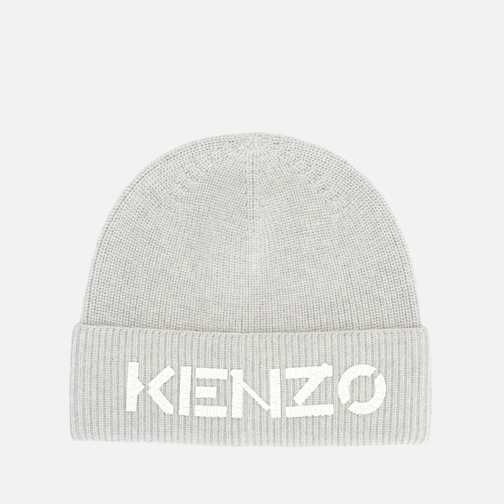 KENZO Men's Printed Logo Beanie - Pale Grey Image 1