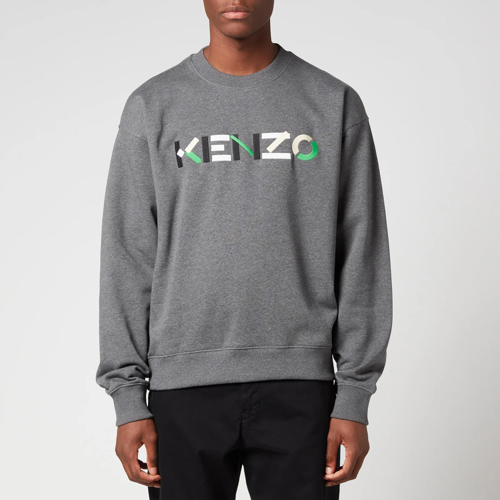 KENZO Men's Multi Colour Logo Oversized Sweatshirt - Middle Grey Image 1