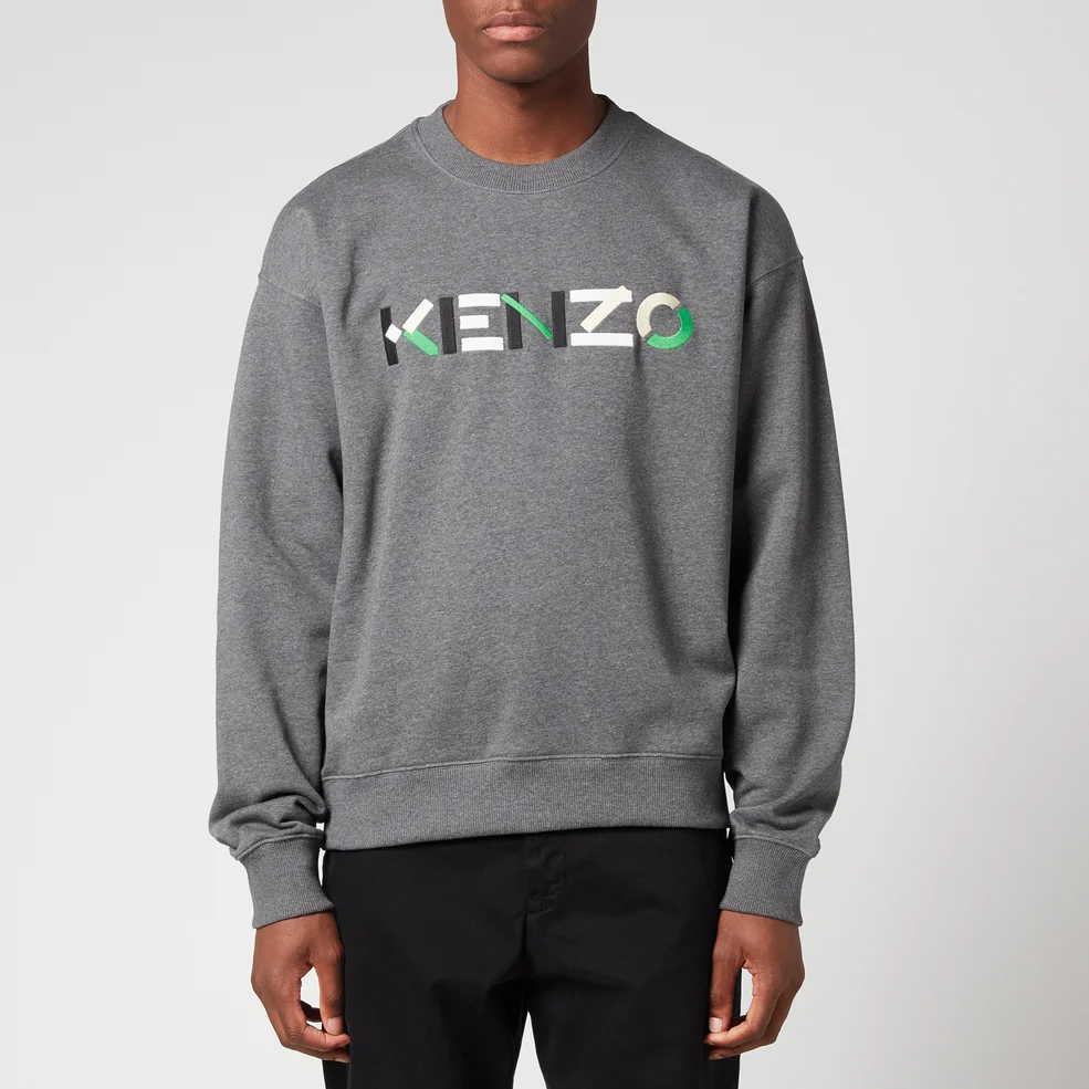 KENZO Men's Multi Colour Logo Oversized Sweatshirt - Middle Grey Image 1
