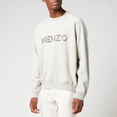 KENZO Men's Logo Print Jumper - Pale Grey