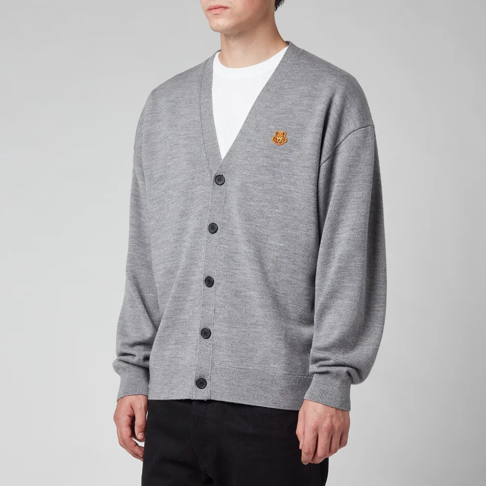KENZO Men's Tiger Crest Buttoned Cardigan - Dove Grey Image 1
