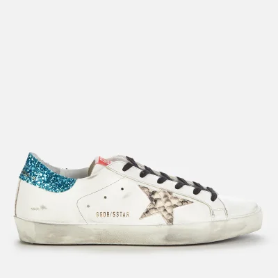 Golden Goose Women's Superstar Leather Trainers - White/Silver/Light Blue