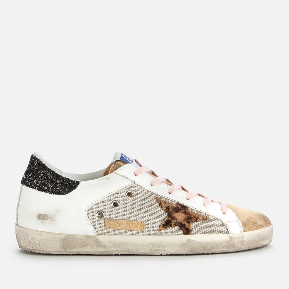 Golden Goose Women's Superstar Mesh/Leather Trainers - Silver/White/Capuccino Image 1