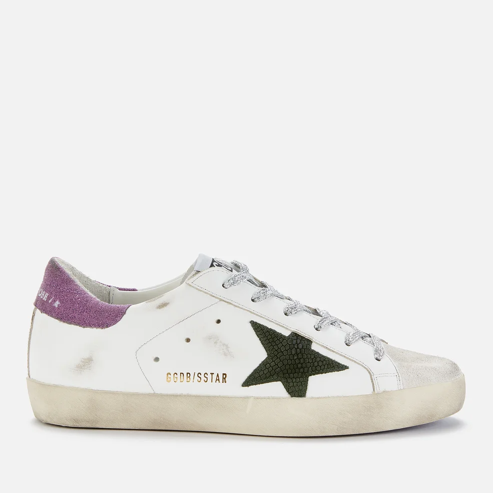 Golden Goose Women's Superstar Leather Trainers - White/Military Green Image 1