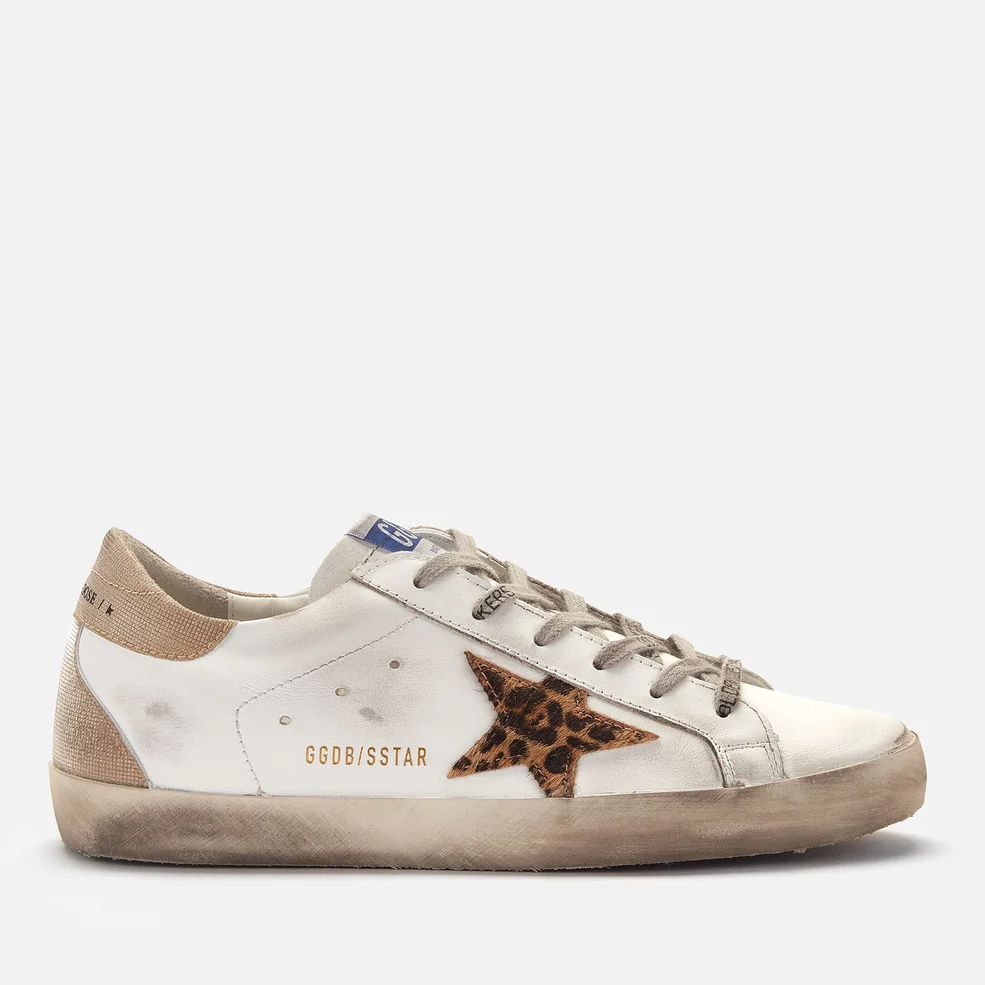Golden Goose Women's Superstar Leather Trainers - White/Beige Brown Leopard Image 1