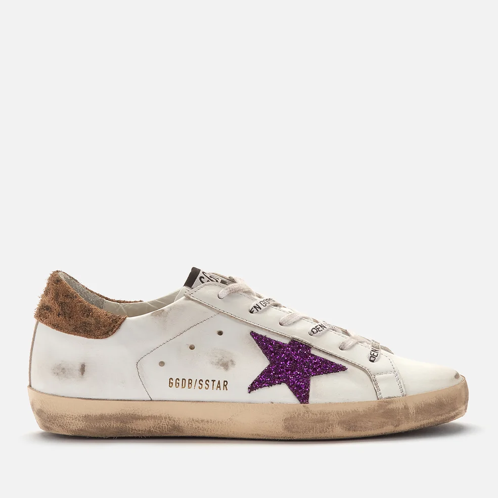 Golden Goose Women's Superstar Leather Trainers - White/Purple/Beige Brown Image 1