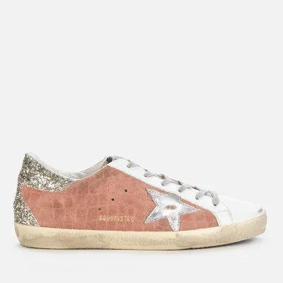 Golden Goose Women's Superstar Croc Printed Leather Trainers - Mauve/White/Silver