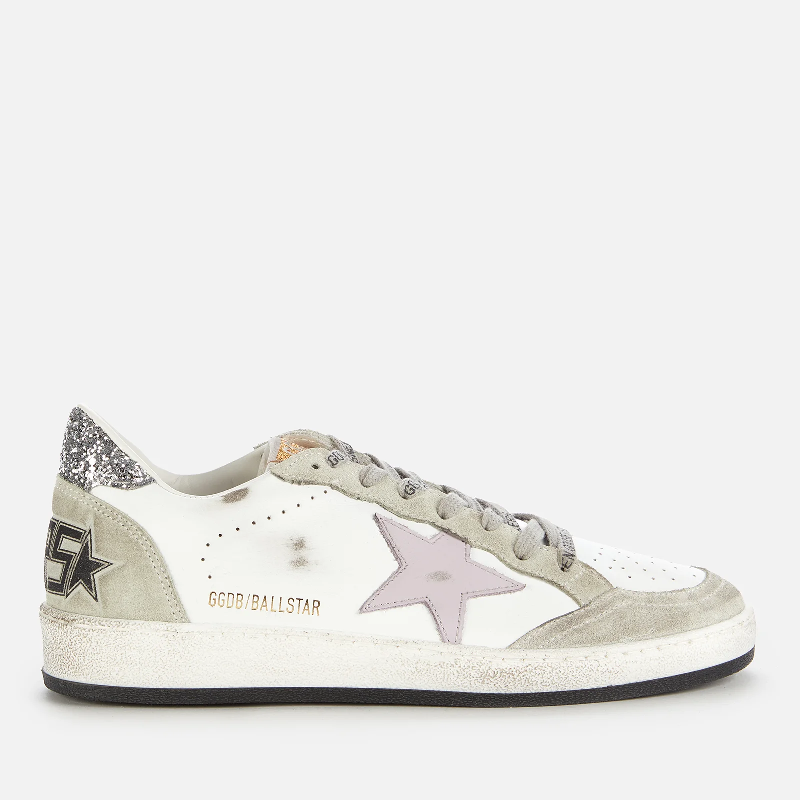 Golden Goose Women's Ball Star Leather Trainers - White/Lilac/Oil Green Image 1