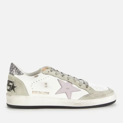 Golden Goose Women's Ball Star Leather Trainers - White/Lilac/Oil Green