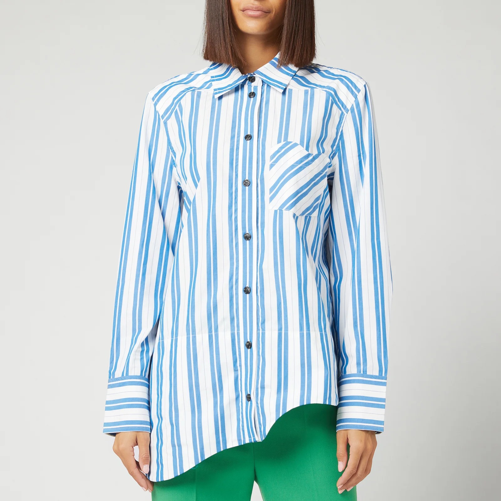 Ganni Women's Stripe Cotton Shirt - Daphne Image 1