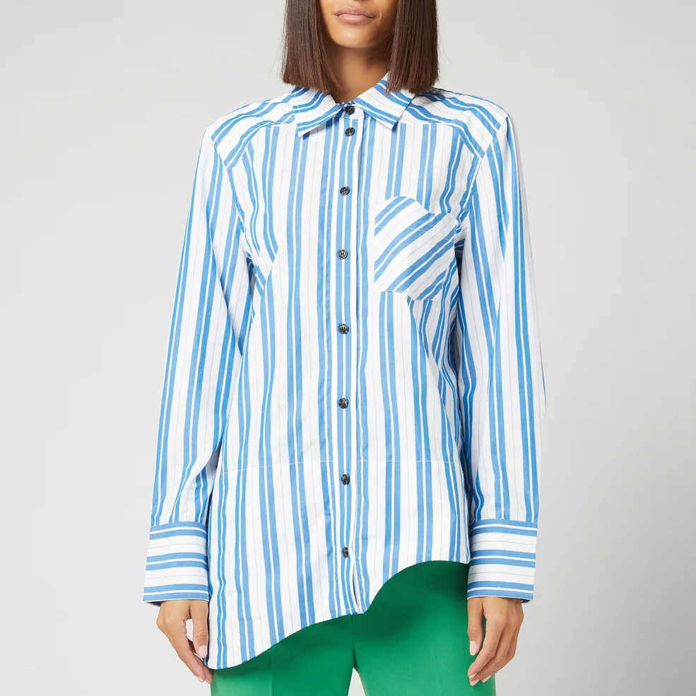 Ganni Women's Stripe Cotton Shirt - Daphne Image 1