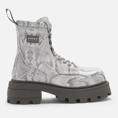 Eytys Women's Michigan Snake Print Lace Up Boots - Grey