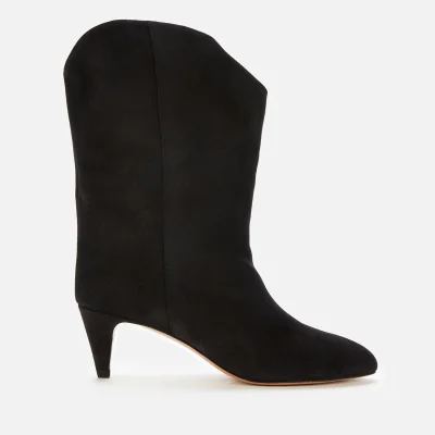 Marant Etoile Women's Dernee Suede Mid Calf Heeled Boots - Faded Black