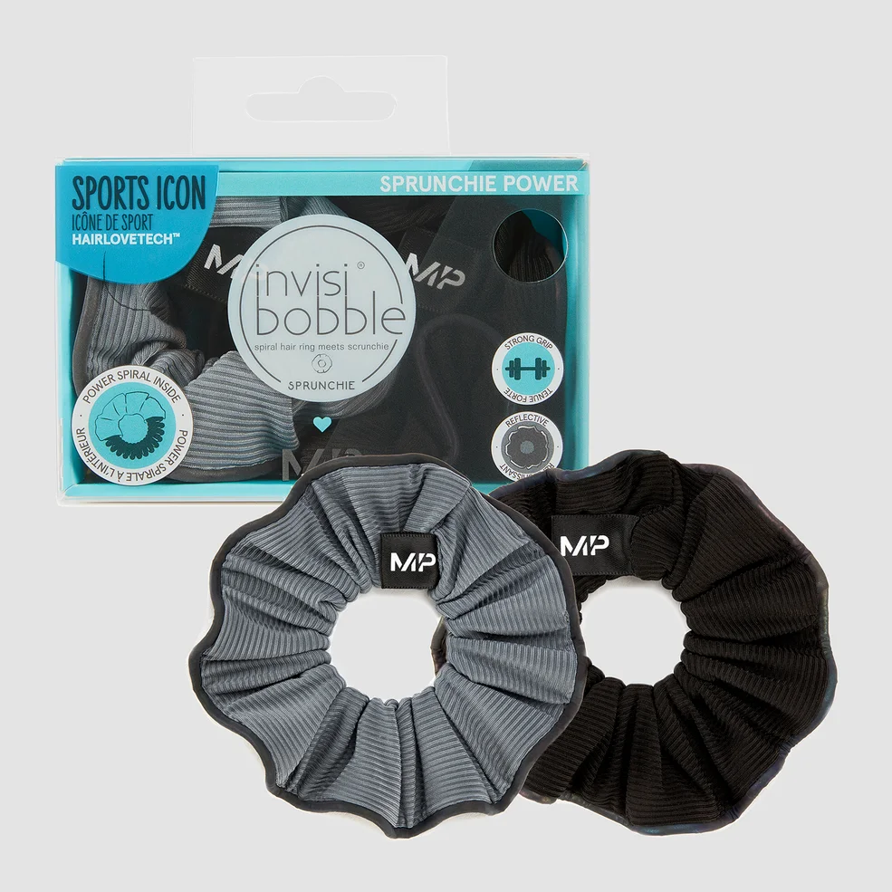MP X Invisibobble® Reflective Power Sprunchie – Black/Ice Blue - 2 PACK Image 1
