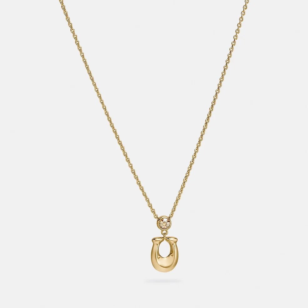 Coach Women's C Crystal Necklace - Gold/Clear Image 1