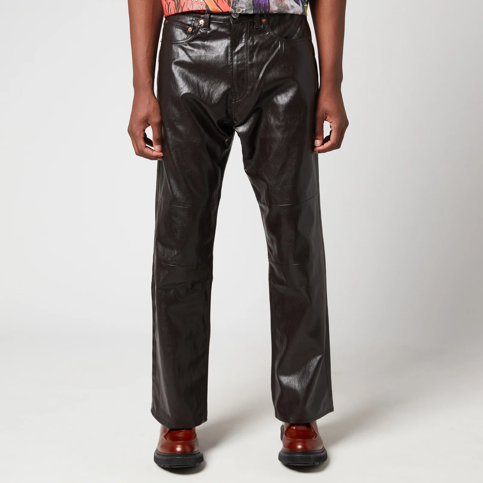 Our Legacy Men's Extended Third Cut Trousers - Black/Brown Fake Leather Image 1