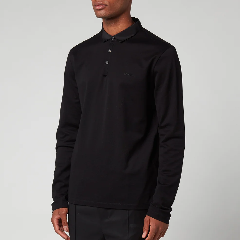 Lanvin Men's Classic Long Sleeve Polo Shirt - Black Image 1