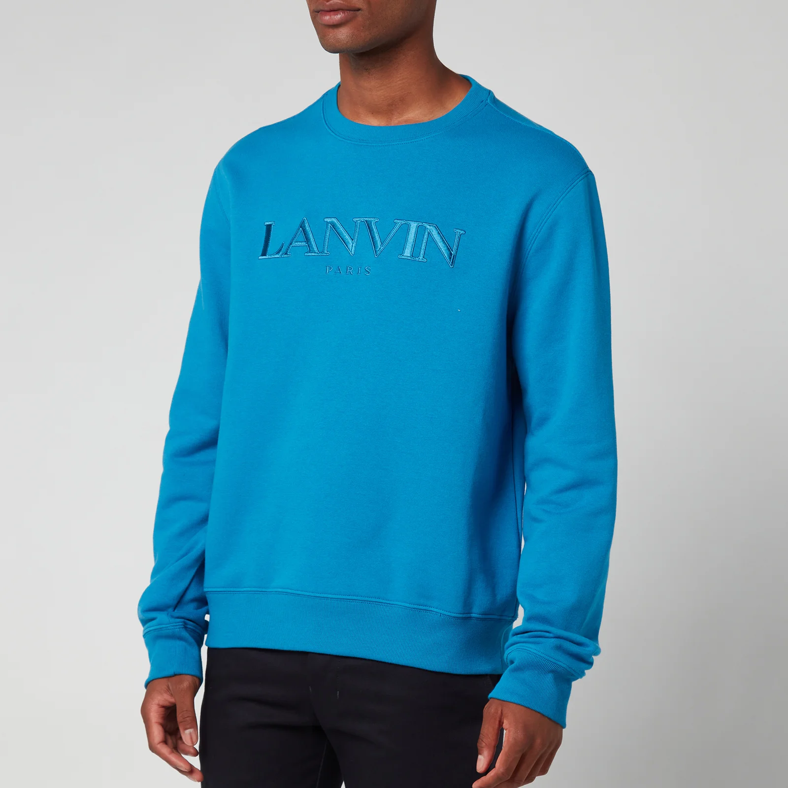 Lanvin Men's Paris Embroidered Sweatshirt - Pristine Blue Image 1