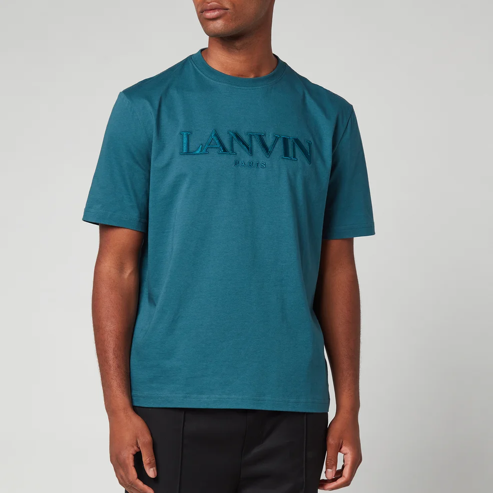 Lanvin Men's Paris Embroidered Regular T-Shirt - Slate Image 1
