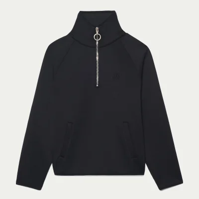 AMI Men's Paris Embroidered Half-Zip Sweatshirt - Black