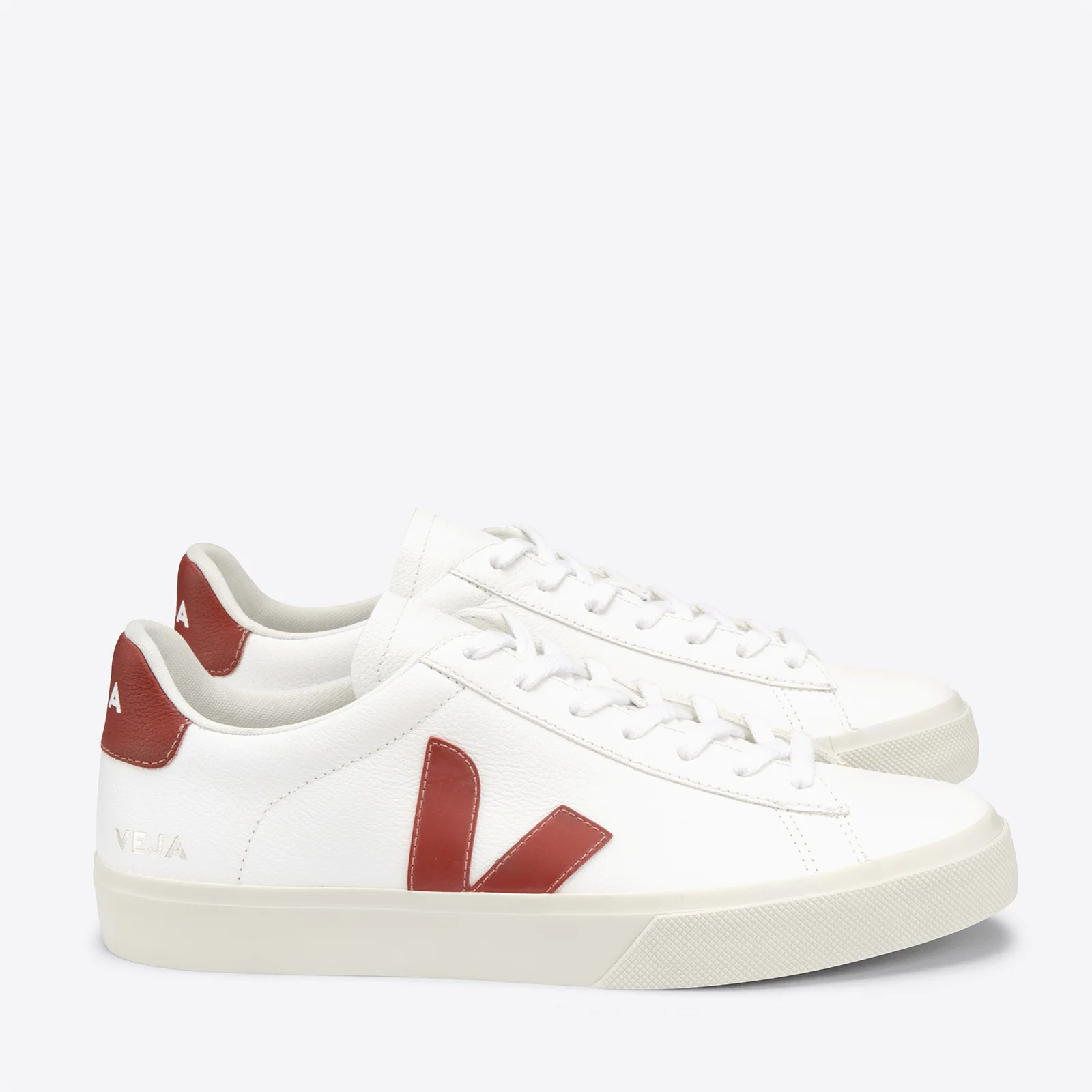 Veja Men's Campo Chrome Free Leather Trainers - Extra White/Rouille Image 1
