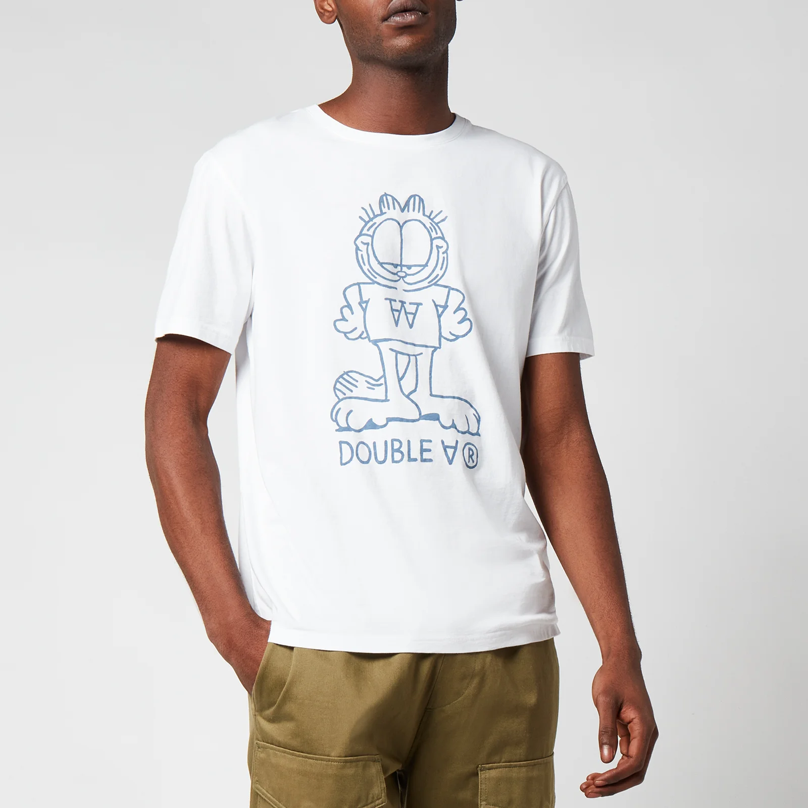 Wood Wood X Garfield Men's Ace Standing Logo T-Shirt - White Image 1