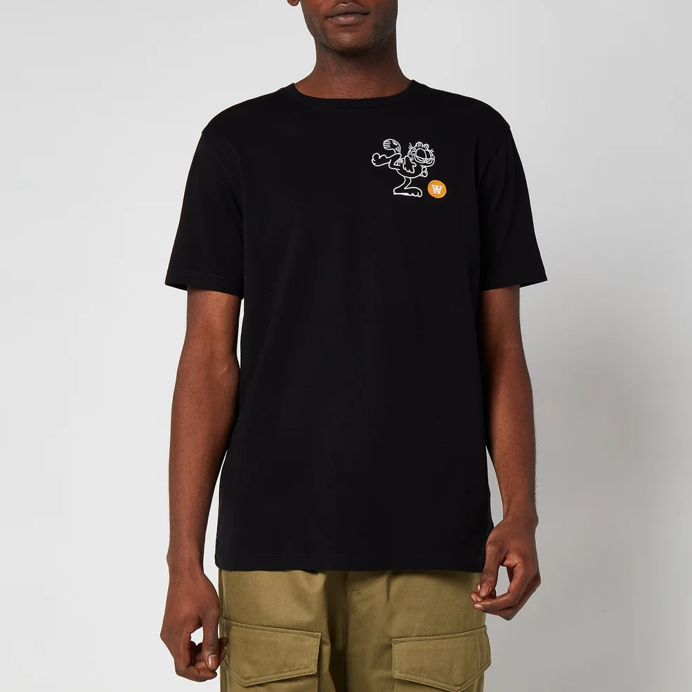 Wood Wood X Garfield Men's Ace Kick Logo T-Shirt - Black Image 1
