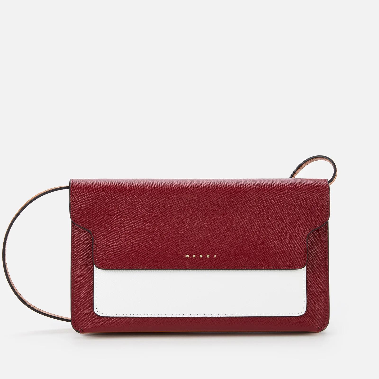 Marni Women's 3 Comp Pouch W/Strap - Deep Red/White Image 1