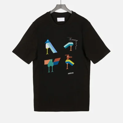 4SDesigns Men's 4 Birds Printed T-Shirt - Black