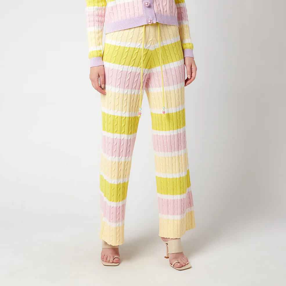 Olivia Rubin Women's Isobel Cable Knit Wide Leg Trousers - Angel Cake Stripe Image 1