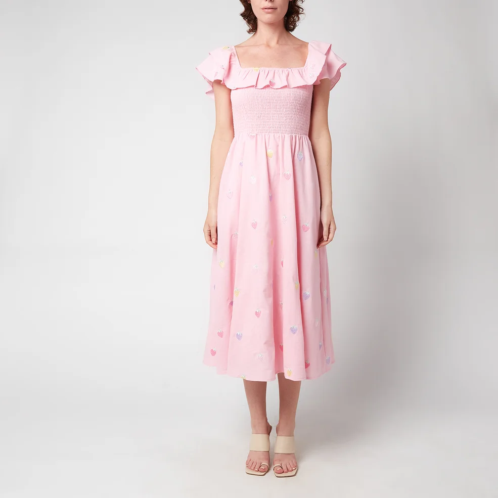 Olivia Rubin Women's Talia Embroidered Cotton Midi Dress - Pink Image 1