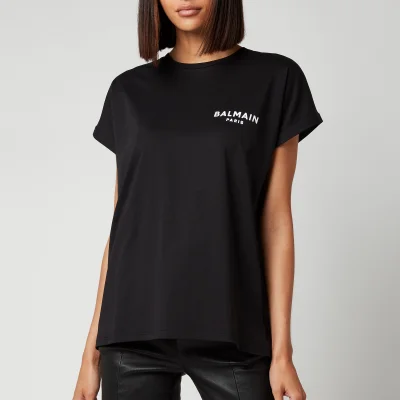 Balmain Women's Flocked Logo T-Shirt - Noir/Blanc