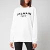 Balmain Women's Flocked Logo Sweatshirt - Blanc/Noir - Image 1