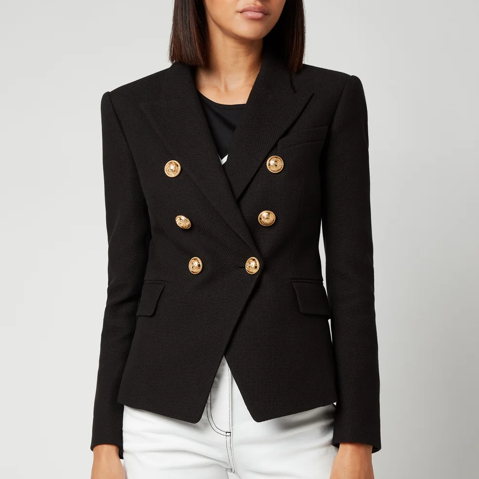 Balmain Women's 6 Button Cotton Pique Jacket - Black Image 1