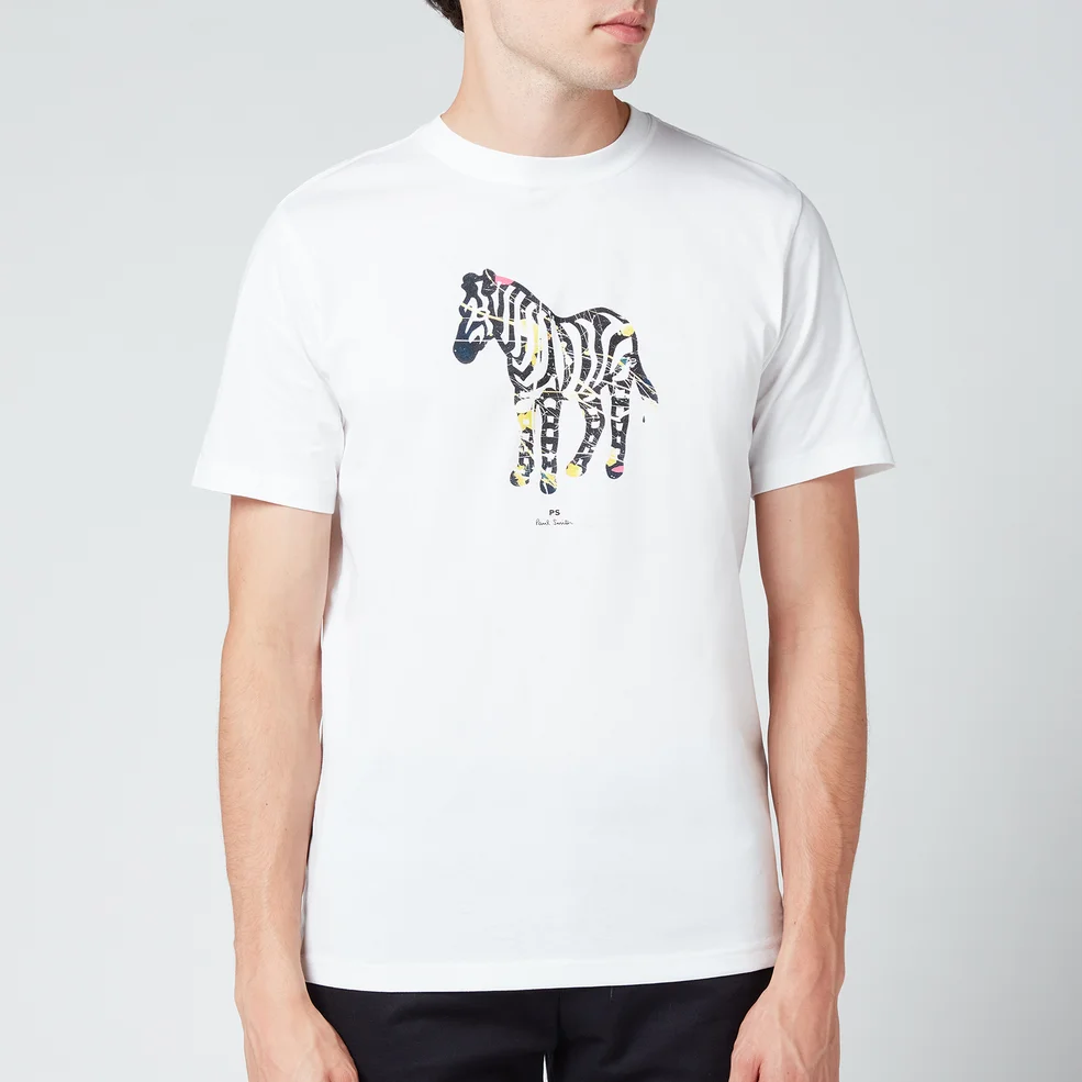 PS Paul Smith Men's Regular Fit Large Zebra T-Shirt - White Image 1