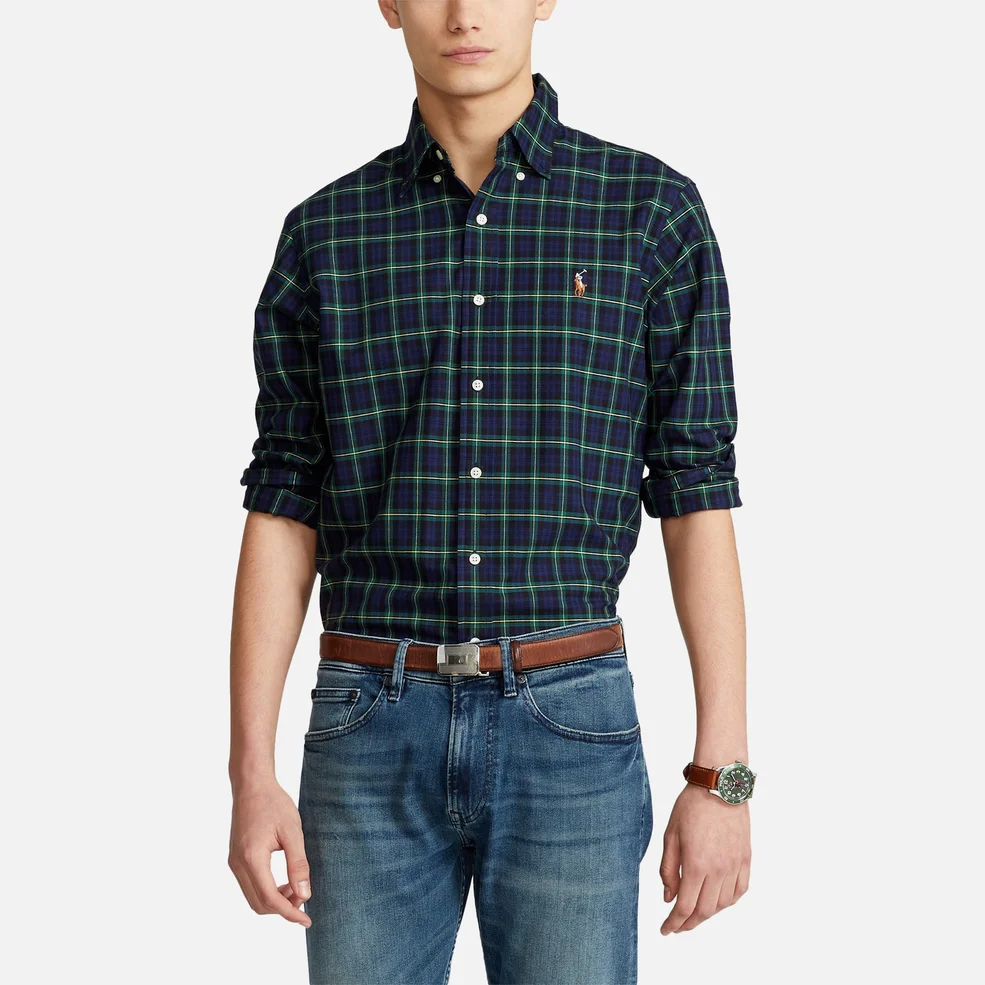 Polo Ralph Lauren Men's Slim Fit Oxford Shirt - Navy/Green Image 1