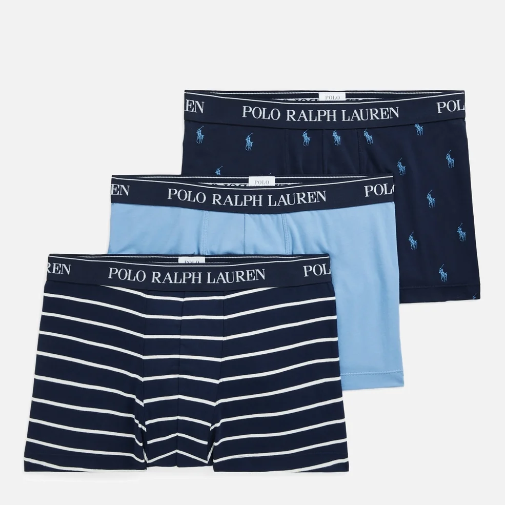 Polo Ralph Lauren Men's 3-Pack Classic Trunk Boxer Shorts - Navy AOP/Sky/Navy Stripe Image 1