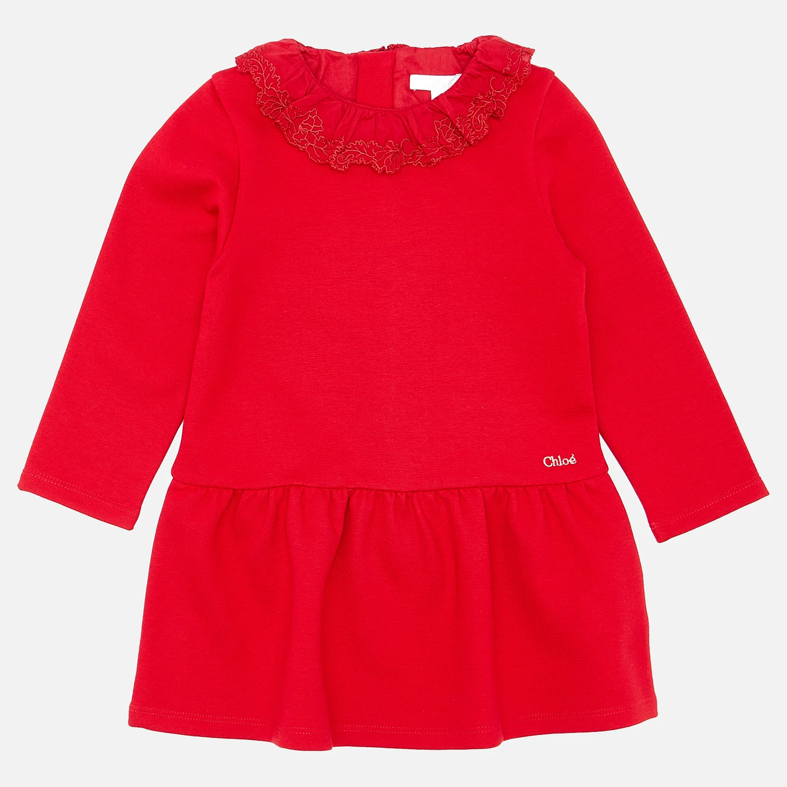 Chloé Girls' Frill Collar Dress - Crimson Image 1