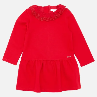 Chloé Girls' Frill Collar Dress - Crimson