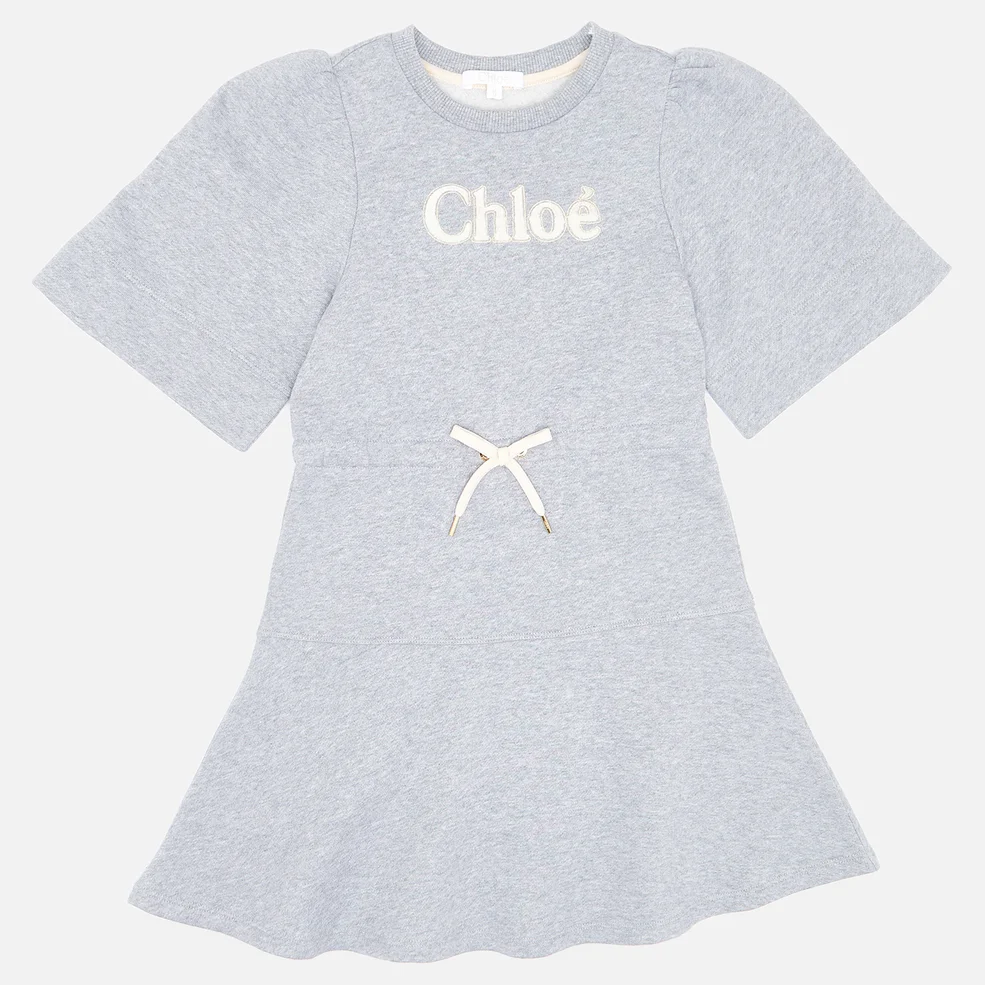 Chloé Girls' Logo Dress - Grey Marl Medium Image 1