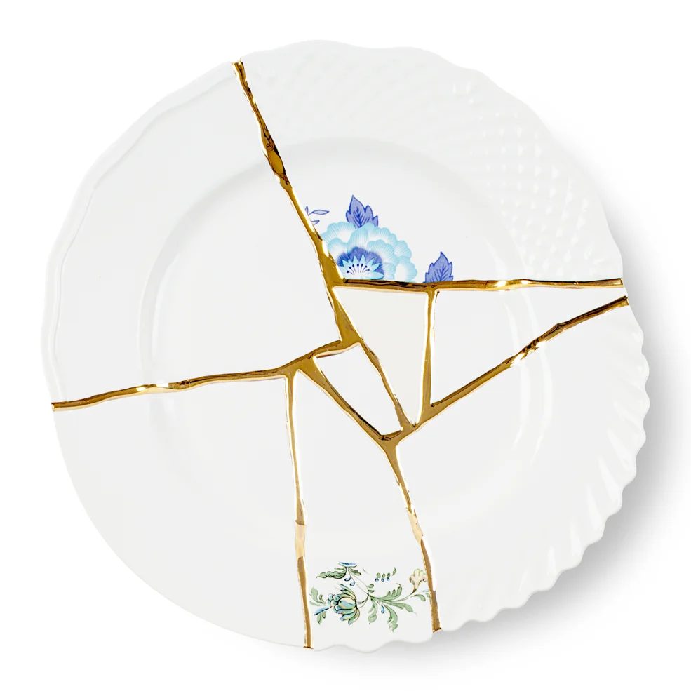 Seletti Kintsugi Dinner Plate - Blue Image 1