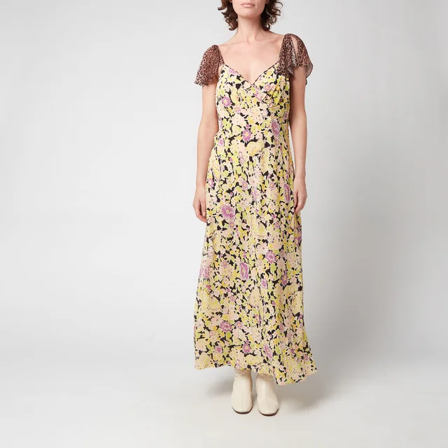 RIXO Women's Effie Midi Dress - Lilac Meadow Leopard Mix