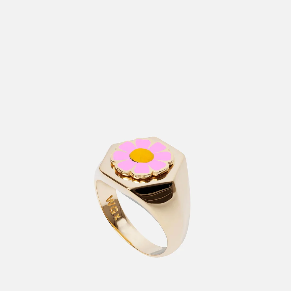 Wilhelmina Garcia Women's Gold Daisy Ring - Pink Image 1