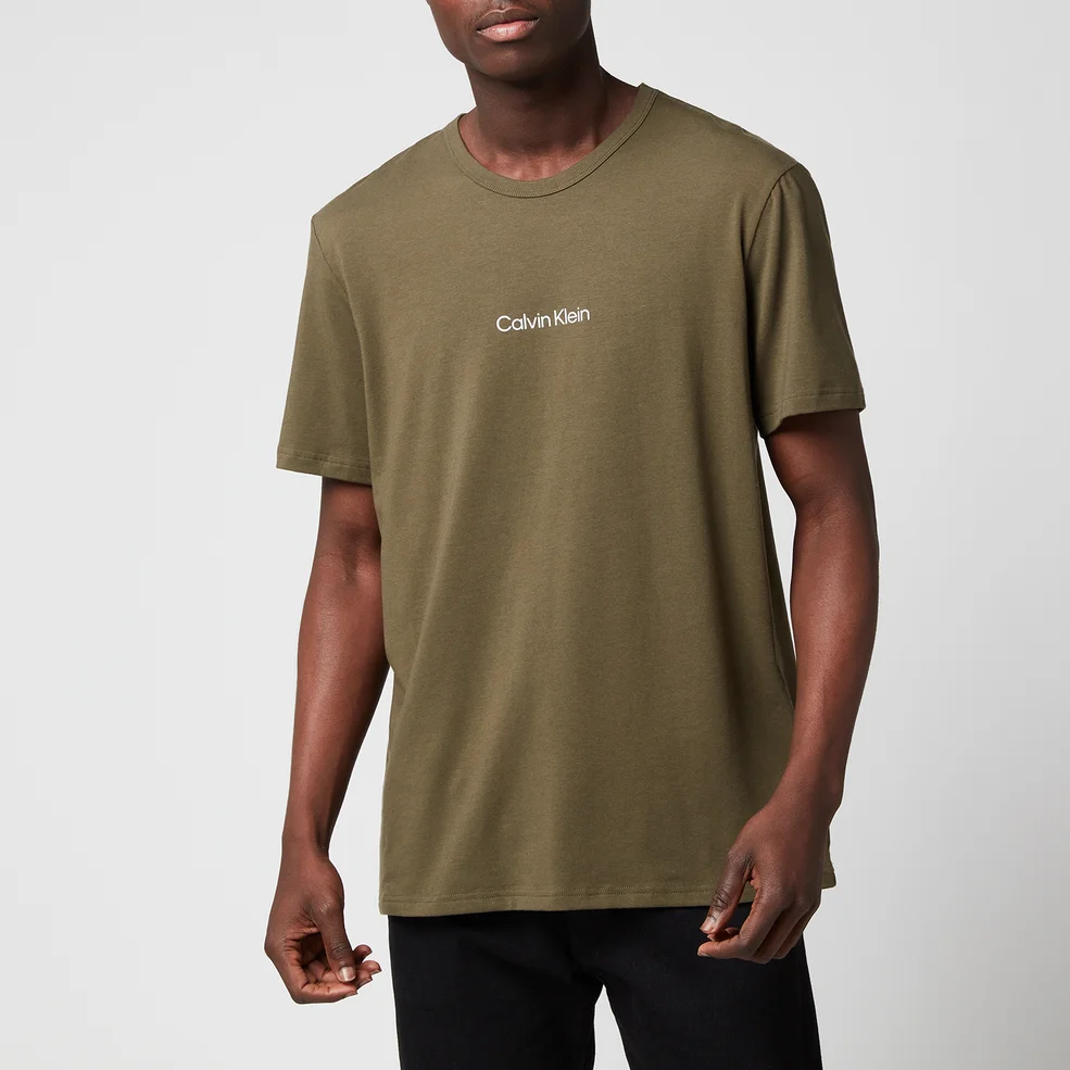 Calvin Klein Men's Centre Logo T-Shirt - Army Green Image 1