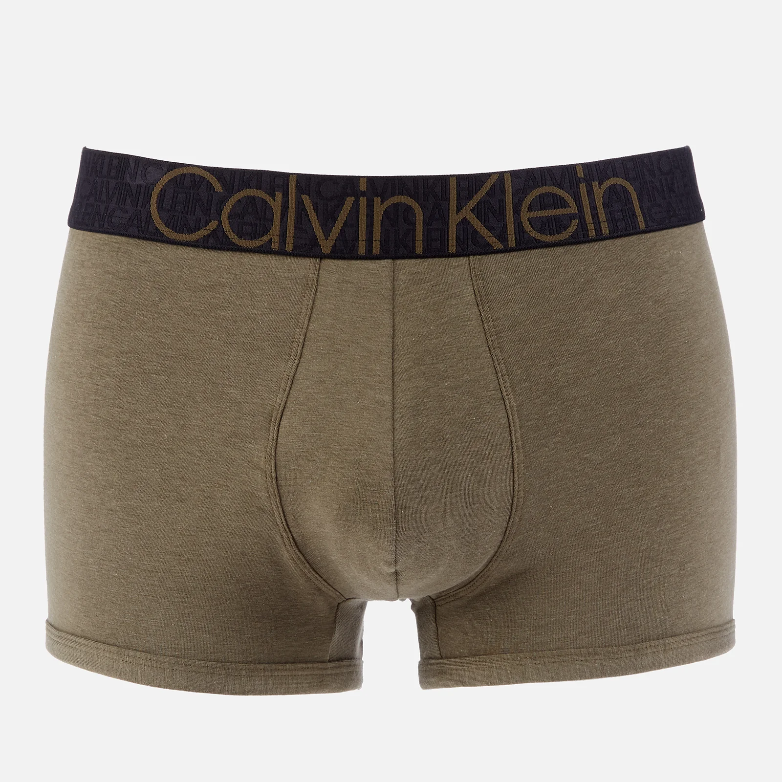 Calvin Klein Men's Contrast Waistband Trunk Boxer Shorts - Army Green Image 1